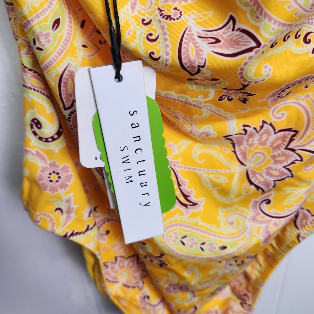 Sanctuary‎ Swim Mango Paisley One Piece Swimsuit Size S Halter Backless NWT - Picture 4 of 6